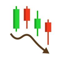 castiçal gráfico ícone do uma tendência de baixa. declinante estoque e moeda preços. vetor. vetor