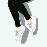 moderno estético mulheres moda modelo ilustração com branco sapatos vetor