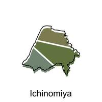 mapa cidade do ichinomiya projeto, Alto detalhado vetor mapa do Japão vetor Projeto modelo, adequado para seu companhia