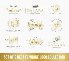 melhor conjunto de coleção de logotipo feminino, perfeito para logotipo de empresa de beleza vetor