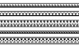 conjunto de borda de pulseiras de tatuagem polinésia maori. vetor de padrão sem emenda de manga tribal.