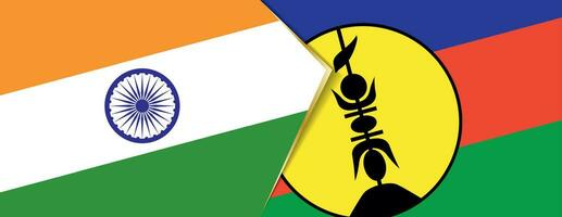 Índia e Novo Caledônia bandeiras, dois vetor bandeiras.