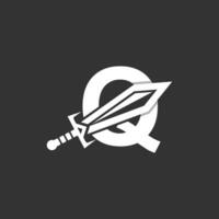 carta q espada arma logotipo vetor ilustração, abstrato vetor ilustração, punhais e facas, logótipo elemento para modelo.