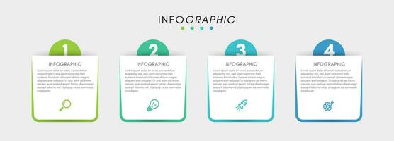 o negócio infográfico rótulo Projeto modelo com ícones e 4 opções ou passos. vetor