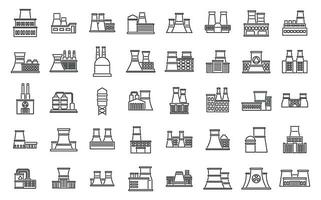 nuclear poder estação ícones conjunto esboço vetor. energia poder vetor