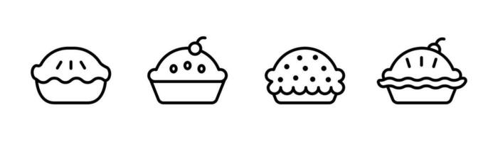 Ação de graças torta ícone. esboço Ação de graças torta ícones definir. feriado abóbora bolo. Ação de graças bolo ícones definir. abóbora torta dentro linha. estoque vetor ilustração