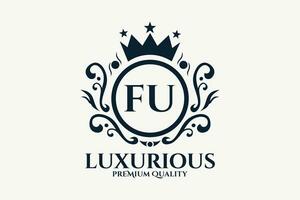 inicial carta fu real luxo logotipo modelo dentro vetor arte para luxuoso branding vetor ilustração.