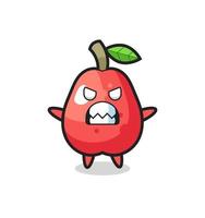 expressão colérica do personagem mascote da maçã d'água vetor