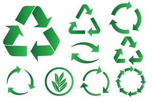 reciclar ícone. reciclando vetor ícones definir. eco verde ícones. plano Projeto rede elementos para sites e aplicativos.isolados em branco fundo. vetor ilustração.