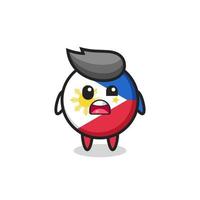 o rosto chocado do fofo mascote do emblema da bandeira das Filipinas vetor