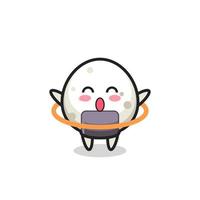 desenho de onigiri fofo jogando bambolê vetor