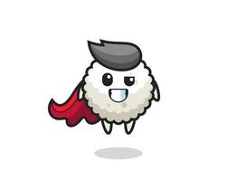 o personagem fofo bola de arroz como um super-herói voador vetor