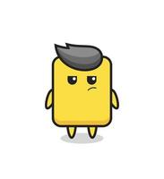 personagem de cartão amarelo fofo com expressão suspeita vetor