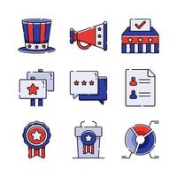 conjunto de ícones de evento eleitoral americano vetor