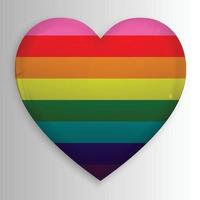 bandeira de arco-íris LGBT gay no botão de coração brilhante. vetor