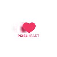 Logotipo do coração de pixel. Ilustração vetorial plana vetor