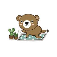 urso bonito meditando com o personagem de desenho animado yoga.cute. vetor