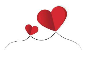 ondulado linha com corações vermelho romântico símbolo vetor