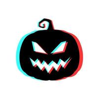 Halloween assustador abóbora com efeito 3D e cores azul e vermelho vetor