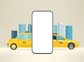 maquete de vetor de aplicativo de reserva de táxi. smartphone com tela em branco