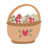 cesta de páscoa cheia de ovos coloridos vetor