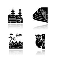 conjunto de ícones de glifo preto de sombra projetada indonésia vetor
