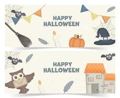 conjunto de banners de halloween com elemento de halloween. vetor