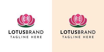 carta er e ré lótus logotipo definir, adequado para o negócio relacionado para lótus flores com er ou ré iniciais. vetor