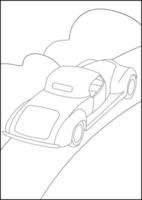 páginas para colorir de carros retrô, páginas para colorir de automóveis simples para crianças. vetor