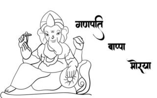 ilustração de contorno preto e branco ganpati, feliz ganesh chaturthi