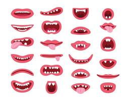 coleção de boca de monstros fofos. bocas de desenhos animados desenhados à  mão com dentes, sobre fundo branco. ilustração vetorial para design de  personagens 6635997 Vetor no Vecteezy