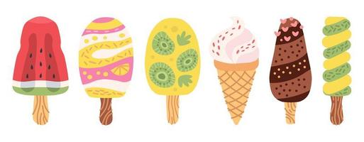 conjunto de diferentes tipos de sorvete vetor