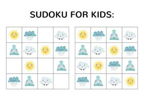 jogo de sudoku para crianças com imagens fofas. vetor
