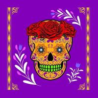 ilustração decorativa do crânio do lado da cabeça do dia dos mortos no México vetor