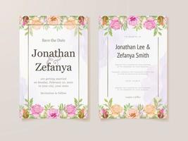 cartão de convite de casamento com design de modelo vetorial floral vetor