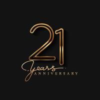 Logotipo de aniversário de 21 anos dourado isolado em fundo preto vetor