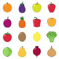 vegetais e ícones de frutas vetor