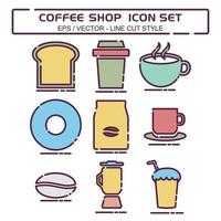 definir vetor de ícone de cafeteria - estilo de corte de linha