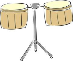 pintura do a percussão Castanho timbale tambor setpailas, vetor ou cor ilustração.