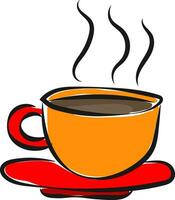 tarde café café da hora copo com vapor quente café vetor ou cor ilustração