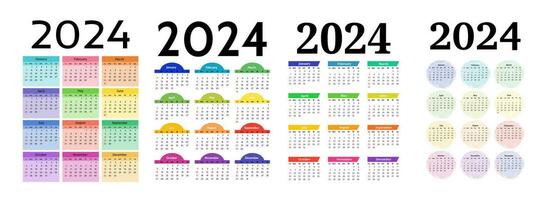 calendário para 2024 isolado em uma branco fundo vetor