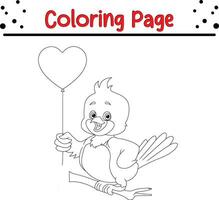 fofa animal segurando amor coração coloração página para crianças. vetor ilustração coloração livro.