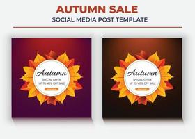 cartaz de venda de outono, postagem em mídia social de super venda e folheto vetor