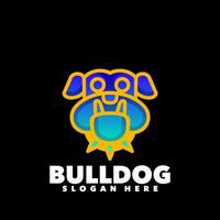 buldogue cabeça linha gradiente logotipo vetor