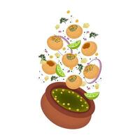 levitação pani puri ou golgappa ilustração logotipo vetor