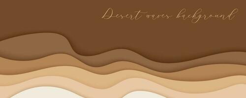 deserto ondas, areia dunas papel arte bandeira, poster modelo. nu bege ondas papercut estilo. vetor ilustração eps 10.