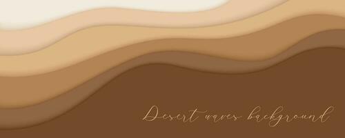 deserto ondas, areia dunas papel arte bandeira, poster modelo. nu bege ondas papercut estilo. vetor ilustração eps 10.-09