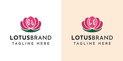 carta el e le lótus logotipo definir, adequado para o negócio relacionado para lótus flores com el ou le iniciais. vetor