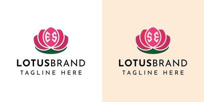 carta es e se lótus logotipo definir, adequado para o negócio relacionado para lótus flores com es ou se iniciais. vetor