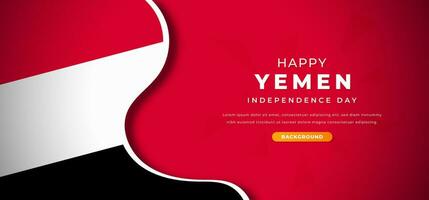 feliz Iémen independência dia Projeto papel cortar formas fundo ilustração para poster, bandeira, anúncio, cumprimento cartão vetor